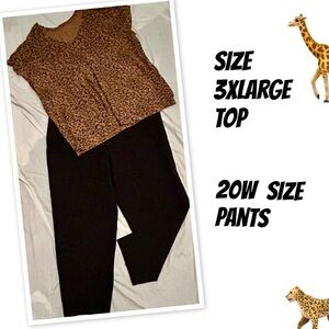 Leopard Print Top and Black Pants Set